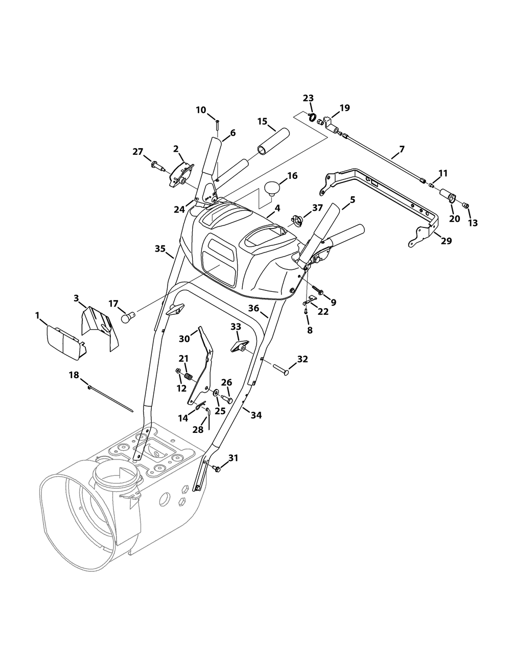 Handle Panel Diagram and Parts List for 2X524WE (31AM63SR710-31AM63SR713-31AM63SR756)(2014) Cub Cadet Snow Blower
